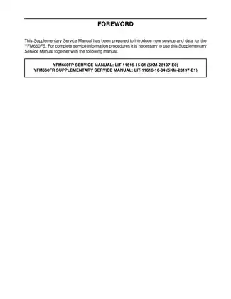 Yamaha YFM660FS Service Manual & Repair Guide Preview image 2