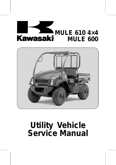 Preview: Kawasaki MULE 600, MULE 610 4x4 Service Manual (P/N 99924-1349-11)
