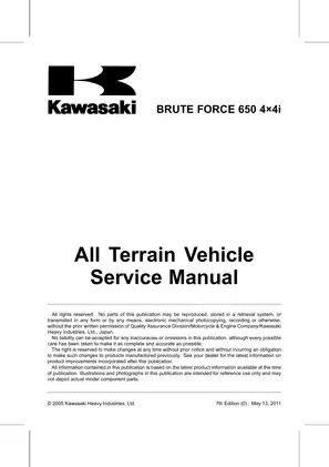 Kawasaki Brute Force 650 4x4 ATV Service Manual & Quick Reference Guide Preview image 5