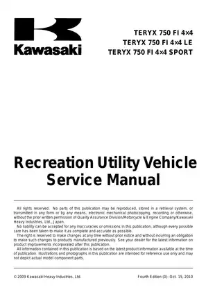 2010-2011 Kawasaki Teryx 750 FI, LE, Sport, KRF750RAF 4x4 manual Preview image 5
