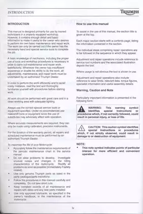 Triumph Motorcycle Service Manual - Sprint ST & Sprint RS (2002 and Newer) Preview image 5