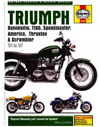 2001-2007 Triumph Bonneville, T100, Speedmaster, America, Thruxton, Scrambler repair manual
