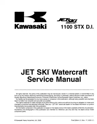 Kawasaki 1100 STX DI JET SKI Watercraft Service Manual (2001 Model) Preview image 3