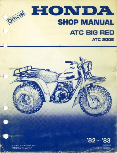 Preview: 1982–1983 Honda ATC 200E Big Red Three-Wheeler Shop Manual (P/N 6195850)