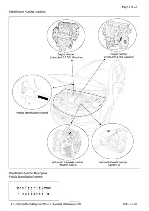 2014 Kia Sorento 2.4 GDI Digital Service Manual Preview image 2