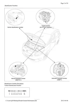 2014 Rondo G 2.0 GDI Service Manual - Comprehensive Guide for Vehicle Maintenance Preview image 2