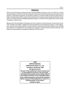 Yamaha F40B Outboard Motor Service Manual (1999 Edition) Preview image 2