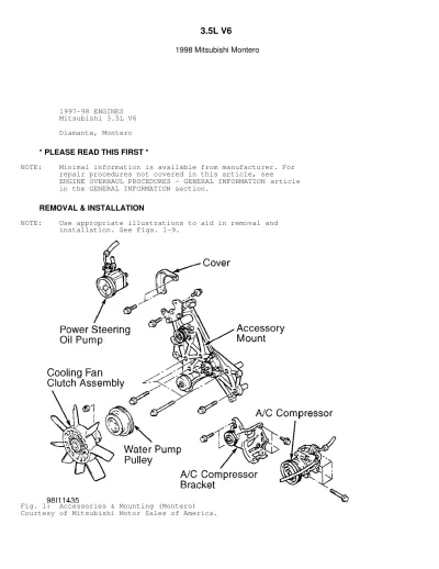 Preview: 1998 Mitsubishi Montero SUV Service & Repair Manual (P/N 809923)