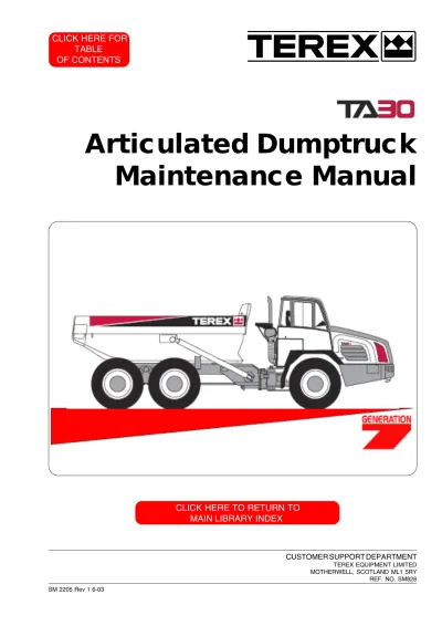 Preview: 1994 Terex TA30 Articulated Dump Truck Service Manual (P/N SM 2205 Rev 1)