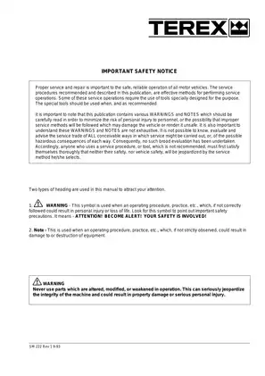 Terex Articulated Dump Truck Maintenance Manual (SM-2205) Preview image 5