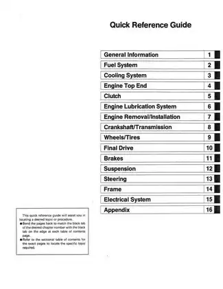 Kawasaki VN1500 Classic Tourer Motorcycle Service Manual & Quick Reference Guide Preview image 2