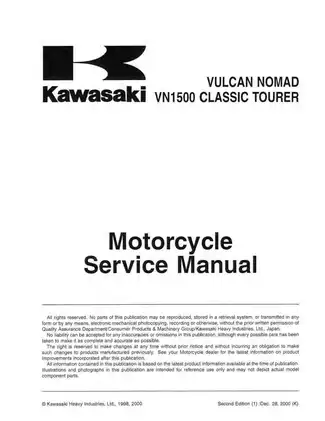 1998-2001 Kawasaki Vulcan Nomad, VN1500 Classic Tourer motorcycle service manual Preview image 3