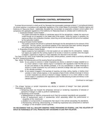 Kawasaki VN1500 Classic Tourer Motorcycle Service Manual & Quick Reference Guide Preview image 5