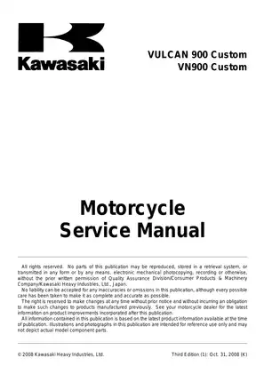 Kawasaki Vulcan 900 Custom VN900 Motorcycle Service Manual PDF Preview image 5