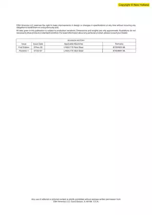 New Holland L160/L170 Skid Steer Service Manual and Parts Catalog Preview image 2
