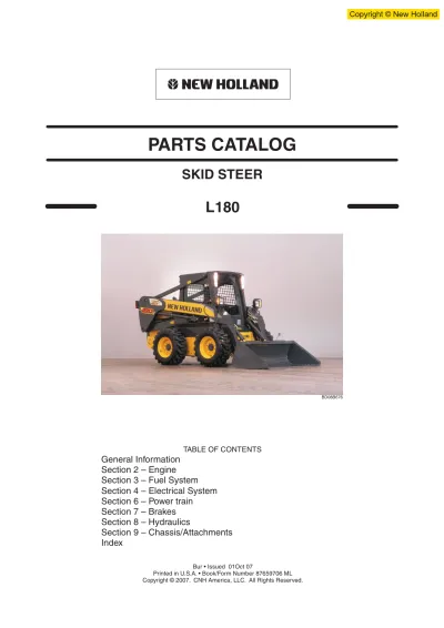 Preview: New Holland L180 Skid Steer Parts Catalog (P/N 87659706 ML)