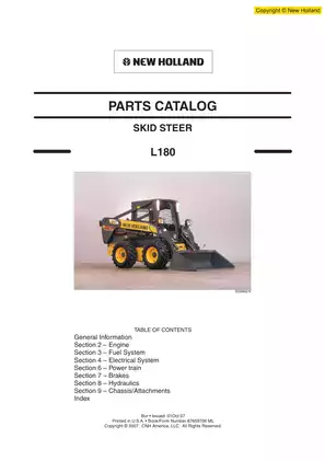 New Holland L180 Skid Steer Loader parts catalog Preview image 1