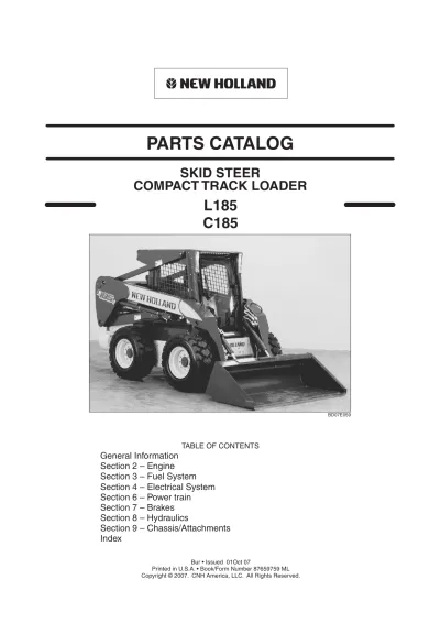 Preview: New Holland L185, C185 2007 Parts Catalog & Maintenance Reference (P/N 87659759 ML)