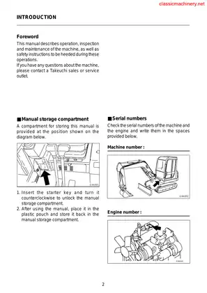 Takeuchi TB125, TB135, TB145 compact excavator operator´s manual Preview image 4