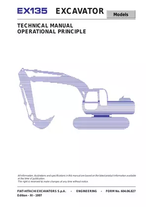 Fiat Hitachi EX135 excavator technical manual Preview image 1
