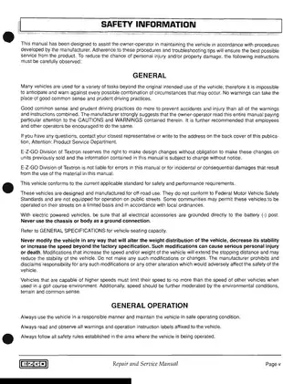 E-Z-GO Electric & Precision Drive System (PDS) Service Manual for Golf Cars Preview image 5