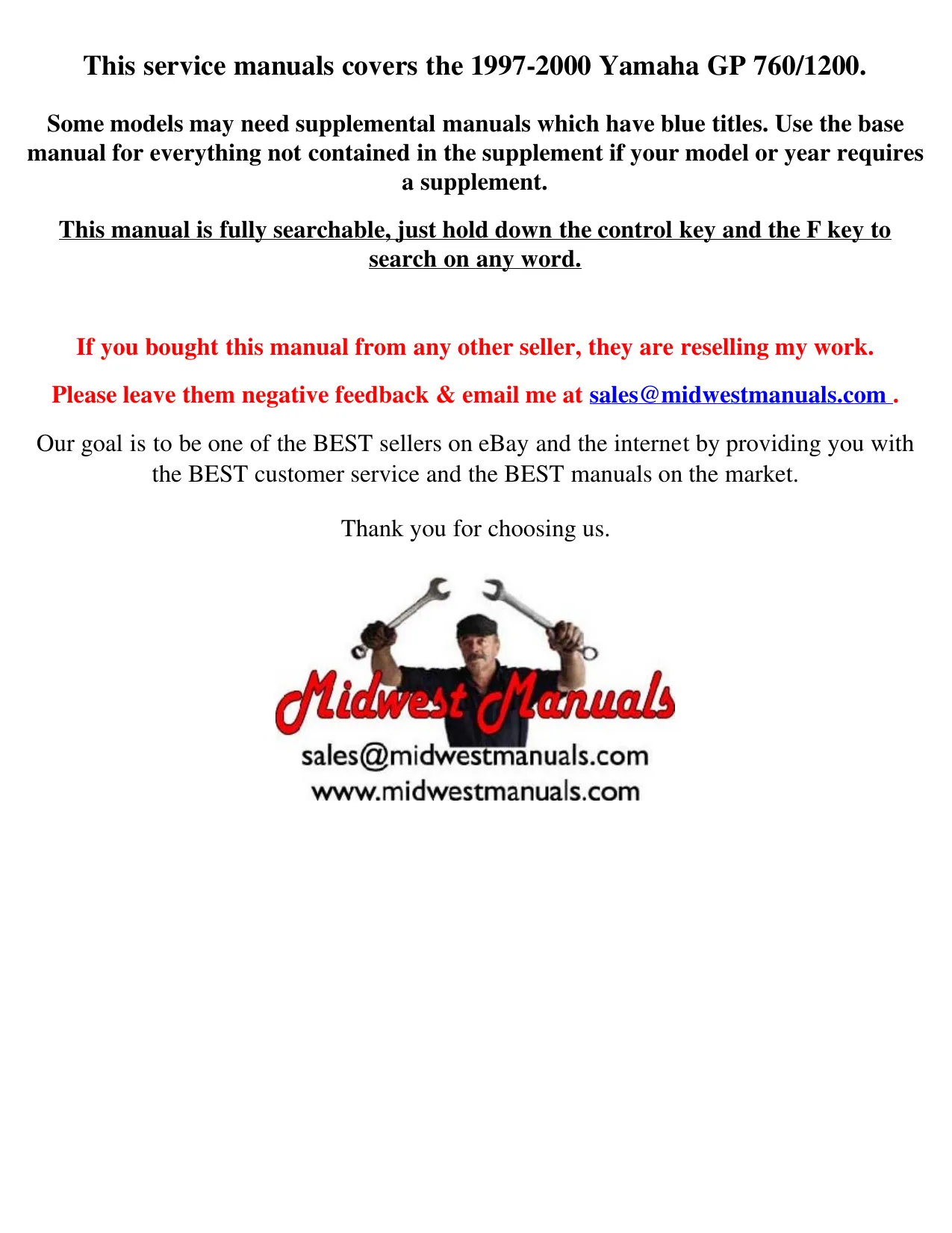 1997-2000 Yamaha GP 760/1200 Service Manual