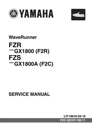 2009-2013 Yamaha FZR, FZS GX1800 WaveRunner service manual Preview image 1