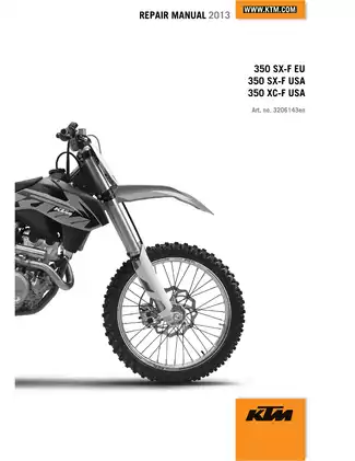 Complete Repair Manual for KTM 350 SX-F and XC-F Models (2013)