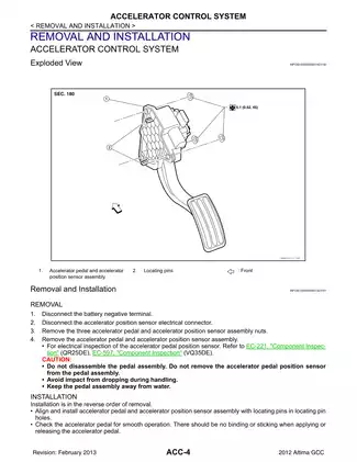 2012-2013 Nissan Altima L33 Accelerator Control System manual Preview image 4