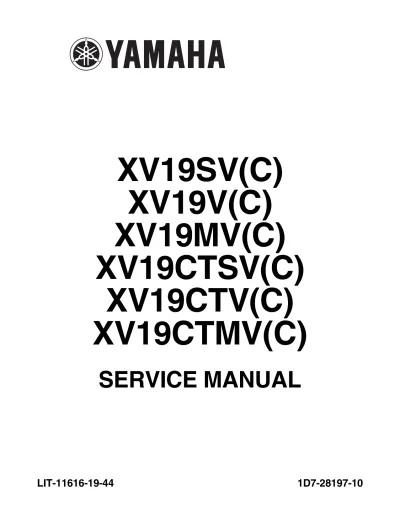 Preview: 2006 Yamaha Roadliner, Stratoliner XV 1900: XV1900 Series XV19SV(C), XV19V(C), XV19MV(C), XV19CTSV(C), XV19CTV(C), XV19CTMV(C) Factory Service Manual (P/N LIT-11616-19–44)