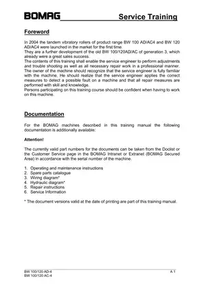 BOMAG BW 100/120 AD-4 & AC-4 Service Training Manual Preview image 3