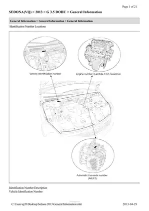 2013 Kia Sedona repair manual Preview image 1