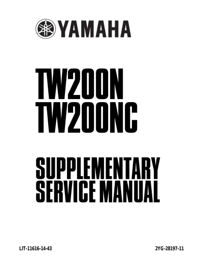 Preview: 2001 Yamaha TW200N, TW200NC Supplementary Service Manual (P/N LIT-11616-05-93, LIT-11616-14-43)