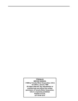 Yamaha TTR250L(C) Service Manual (1999) - Comprehensive Repair and Maintenance Guide Preview image 2