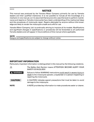 Yamaha TTR250L(C) Service Manual (1999) - Comprehensive Repair and Maintenance Guide Preview image 3