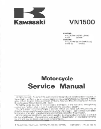 Kawasaki VN1500 Motorcycle Service Manual - Complete Guide for Maintenance and Repairs Preview image 3