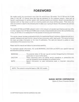 Suzuki DT150/DT175/DT200 Marine Service Manual