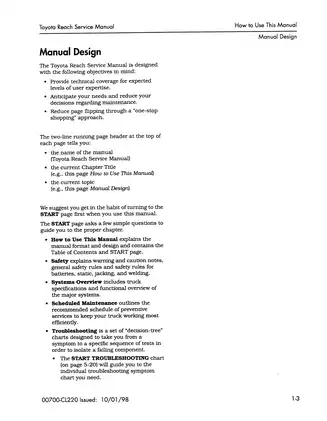 Toyota Reach Service Manual (Model: 00700-CL220) Preview image 4
