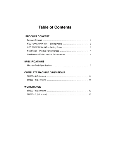 Preview: 2001 Sumitomo Excavator SH120-3, SH200-3, SH200GT-3, SH220-3 Service Manual (P/N C4077-90960)