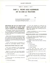 Massey-Ferguson MF 35, 50 & 65 Tractor Front Axle & Steering Manual (P/N 609720) – preview page 1
