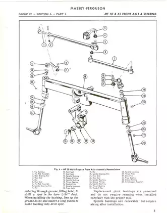 Massey Ferguson MF 50 & 65 Tractors Front Axle Assembly Manual and Service Guide Preview image 3
