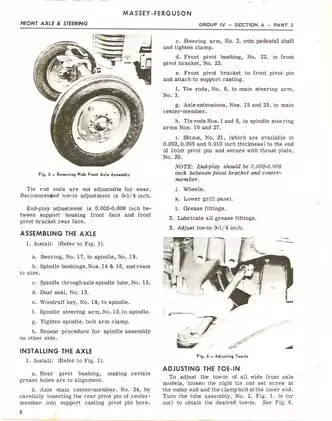 Massey Ferguson MF 50 & 65 Tractors Front Axle Assembly Manual and Service Guide Preview image 4