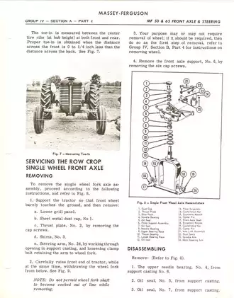 Massey Ferguson MF 50 & 65 Tractors Front Axle Assembly Manual and Service Guide Preview image 5