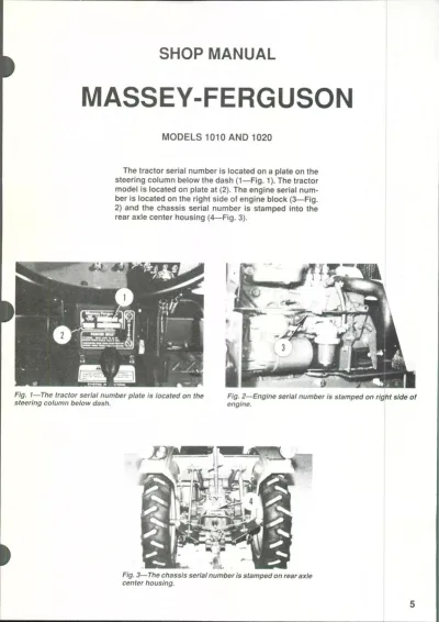 Preview: Massey-Ferguson 1010 / 1020 Tractor Service Manual (P/N MF1010-1020)