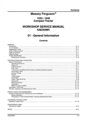 Massey Ferguson® 1533 / 1540 Front Axle Workshop Service Manual Preview image 2
