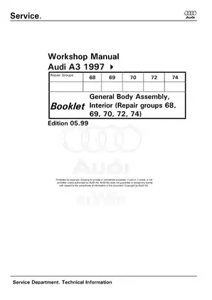 1997-2001 Audi A3, 8L workshop manual