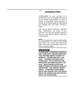 Yamaha WR Series Maintenance Manual - Comprehensive Guide for WR426F and WR400F Preview image 2