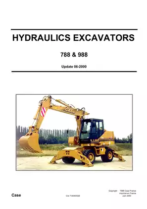 Case 788, 788C, 788C Plus, 788P,  788P PLUS, 988, 988P, 988P Plus hydraulic excavator manual Preview image 1