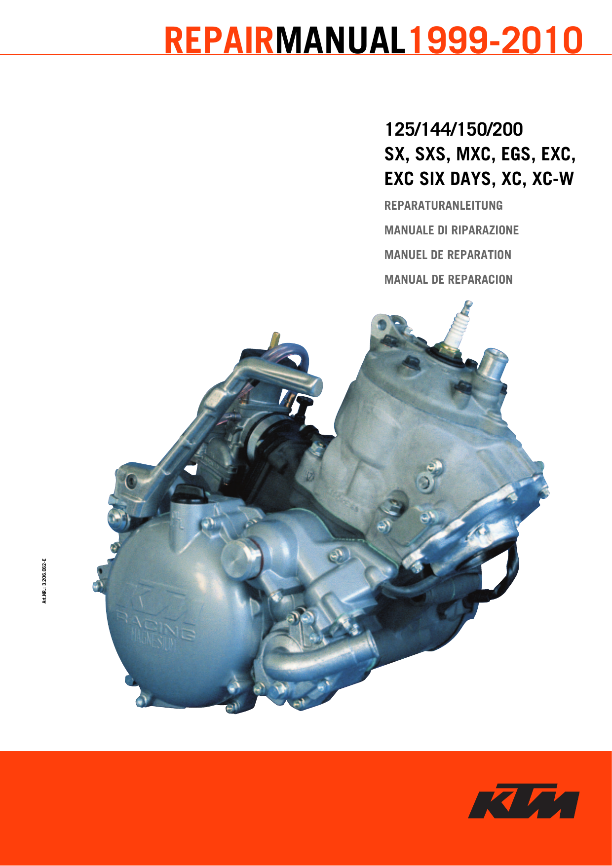 1999-2010 KTM 125, 144, 150, 200 SX, SXS, MXC, EGS, EXC, EXC SIX DAYS, XC, XC-W repair manual Preview image 1