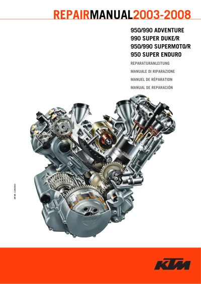 Preview: KTM 950 Adventure, 990 Adventure, 990 Super Duke/R, 950 Supermoto/R, 950 Super Enduro LC8 2003–2008 Service Manual (P/N 3.206.056-E)